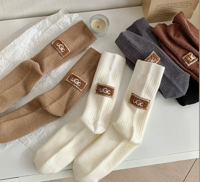 Chaussettes d'hiver mi-mollet en coton cosy