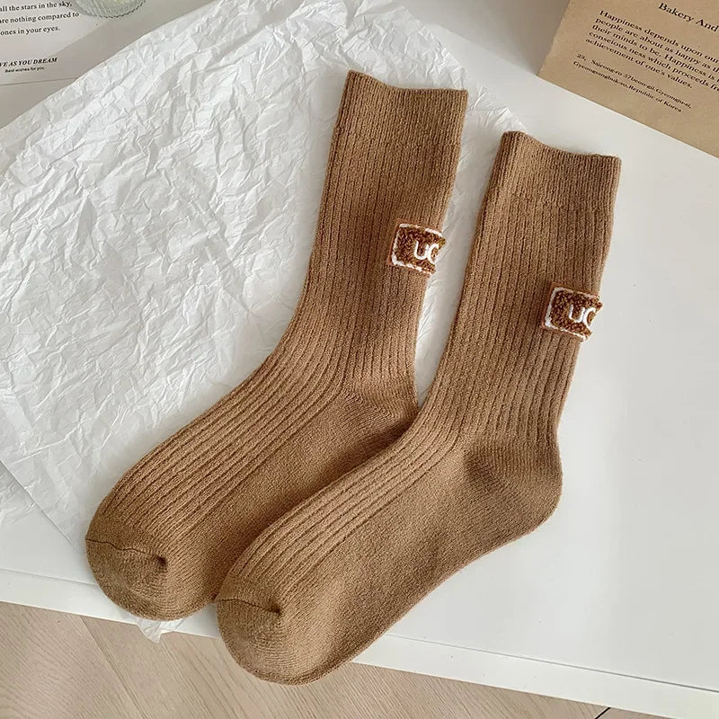 Chaussettes d'hiver mi-mollet en coton cosy