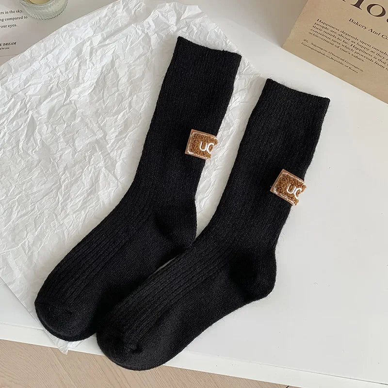 Chaussettes d'hiver mi-mollet en coton cosy