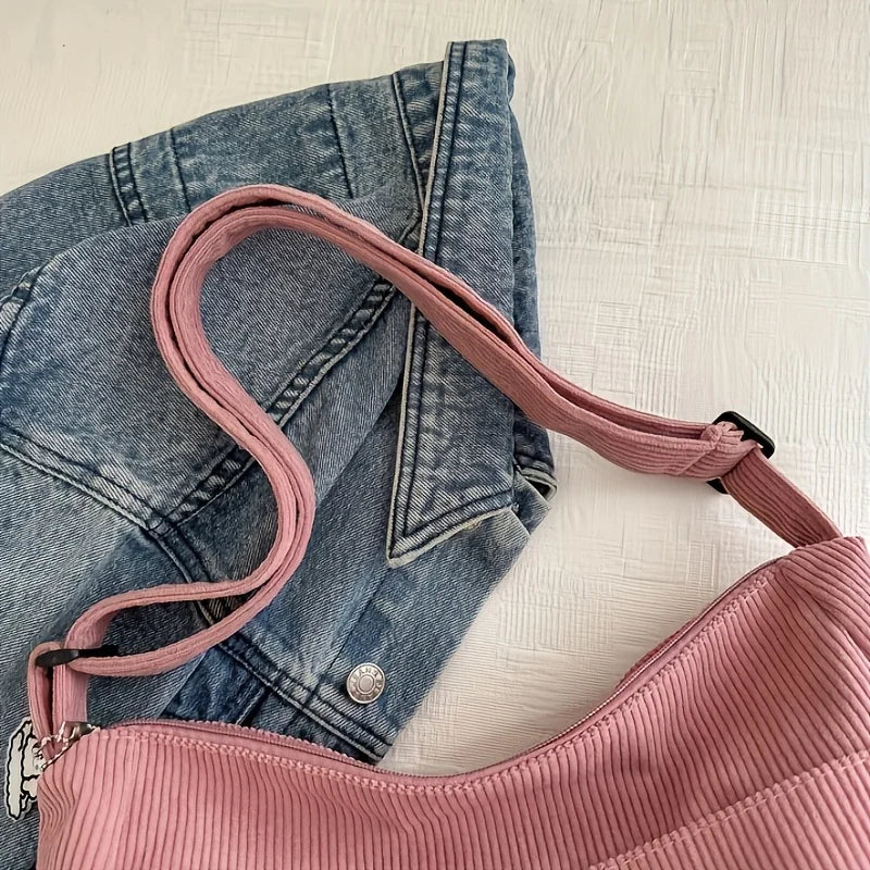 Sac à bandoulière en velours côtelé