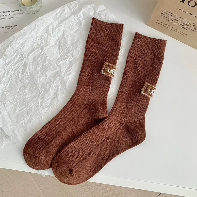 Chaussettes d'hiver mi-mollet en coton cosy