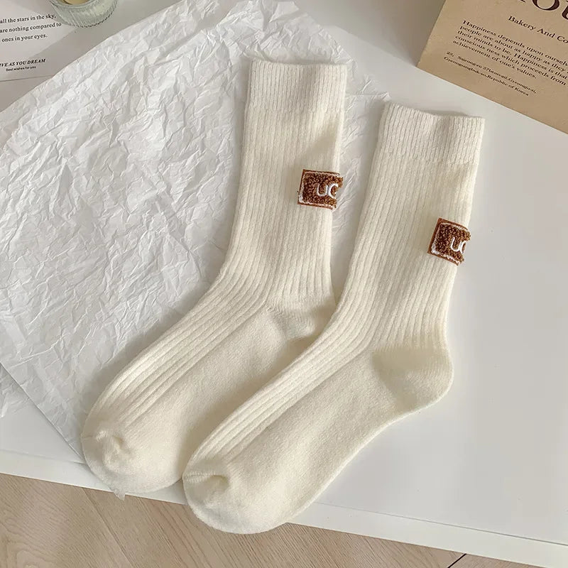 Chaussettes d'hiver mi-mollet en coton cosy