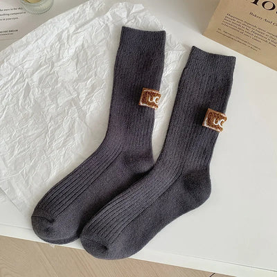 Chaussettes d'hiver mi-mollet en coton cosy